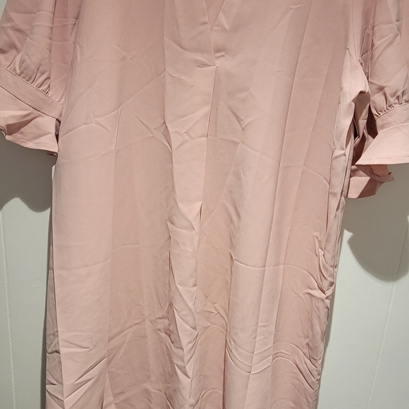 Famulily Womens Dresses V Neck Puff Sleeve Solid Loose Fit Casual Summer Beach - Picture 7 of 7